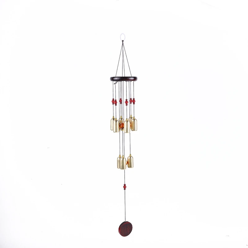 

Wooden Wind Chime Double Layer 9 Copper Bell Pendant Solid Wood Decoration Storefront Door Hanging