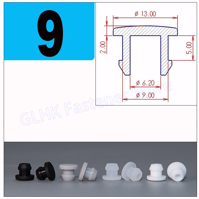 

Силиконовые заглушки для отверстий 2.5-12 мм черные