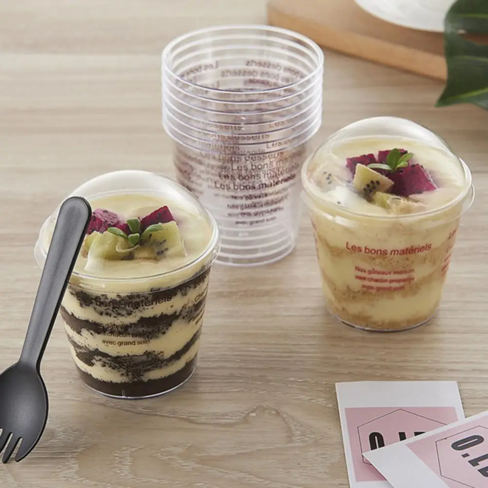 

25Pcs 180ML Dessert Container Non-stick Multifunctional PS Wide Opening Mousse Cup with Lid Wedding Decor