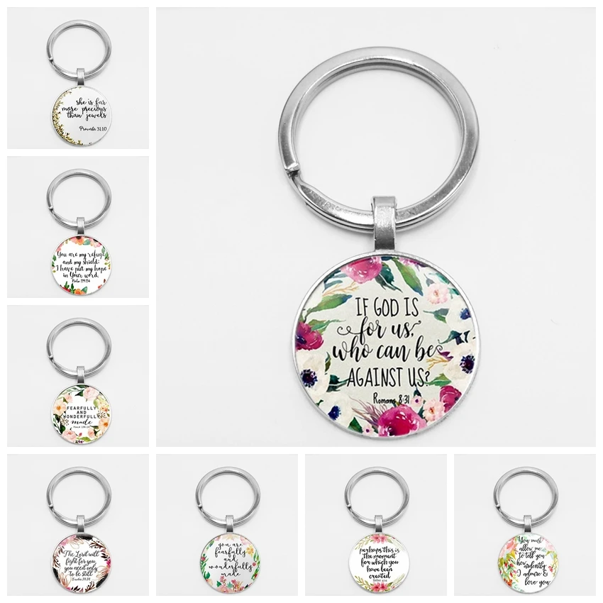 

Handmade Bible Quote Keychain If God Is for Us Who Can Be Against Us Verse Christian Nursery Jewelry Women Men Gifts