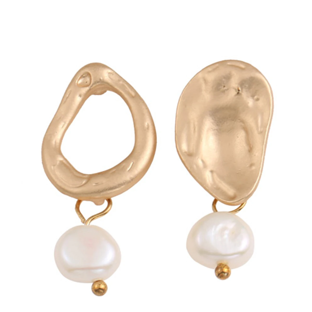 

CARTER LISA Classic 14K Gold Plated Asymmetric Pearl Pendant Earrings for Women Hoop Ear Jewelry Accessories