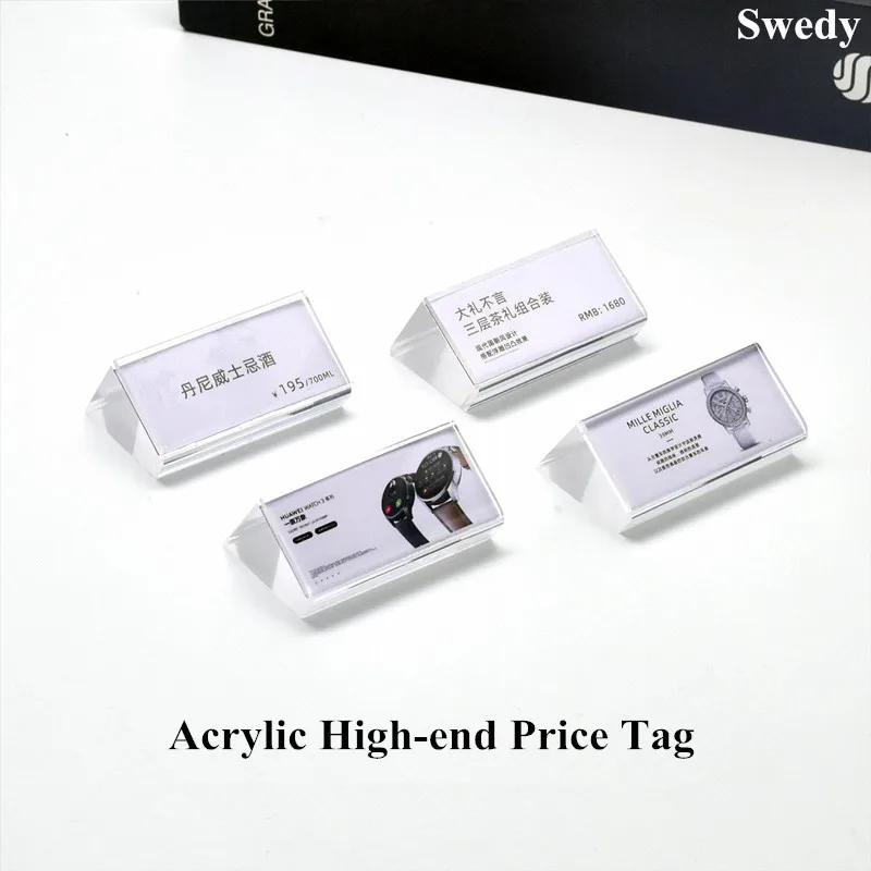 

50x25mm Mini Plastic Desktop Acrylic Sign Holder Display Stands Small Table Price Label Paper Card Holder Tags