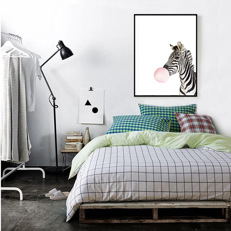 Kawaii Animal zebra Скандинавская Картина на холсте художественный печатный плакат