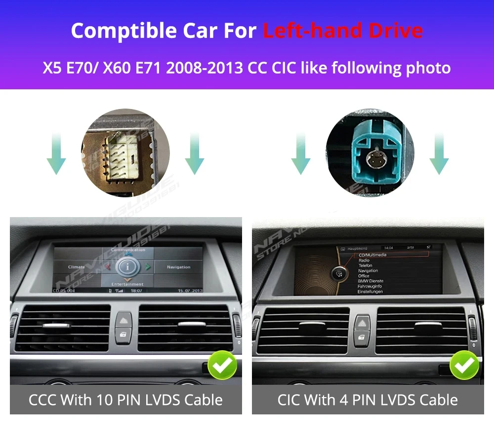 NAVIGUIDE 10 25/14 9 дюймов Android 13 Carplay Auto для BMW X5 E70 X6 E71 LHD 2008-2013 CCC CIC Автомобильный