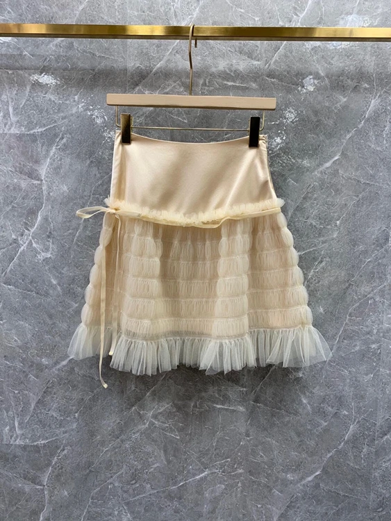 

2022 new women fashion high waist mesh sweet A-line skirt skirt 1223