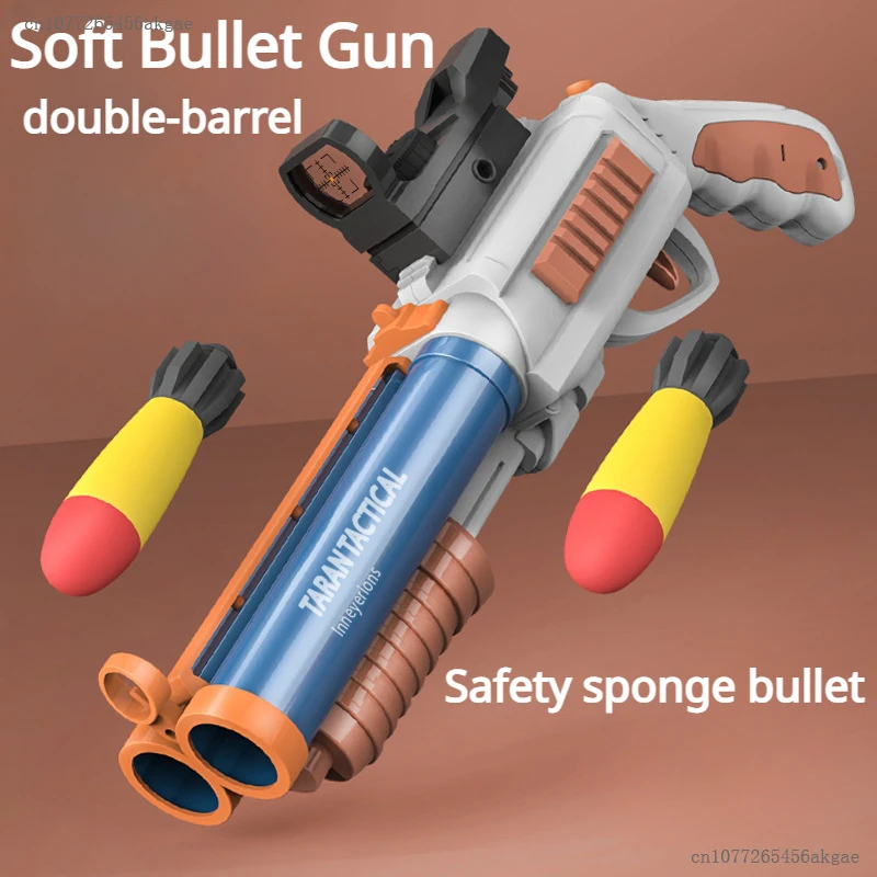 

Cool Double-bomb Mortar Soft Bullet Gun Simulation Double-barreled Children's Toy Gun Single-shot Double Burst Girl Boy Toy Gun