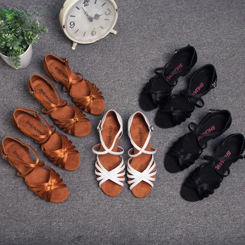 Танцевальная обувь женская для бальных танцев детская латинских атласная танго