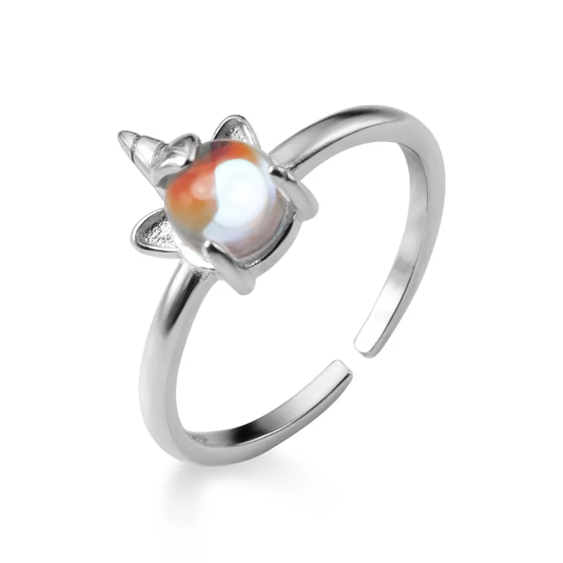 

925 Sterling Silver Cute Personality Fairy Tale Design Unicorn Shape Rings Size Open Adjustable Tail Ring Fashion Women Jewelry