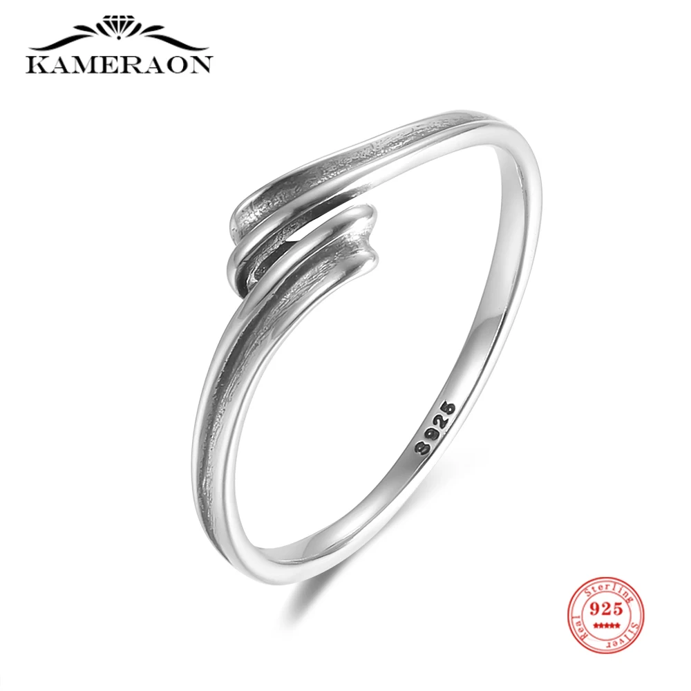 

Kameraon 925 Sterling Silver Creative Couples Engagement Fine Ring Simple anillos Party Jewelry Gifts for Women 2022 New