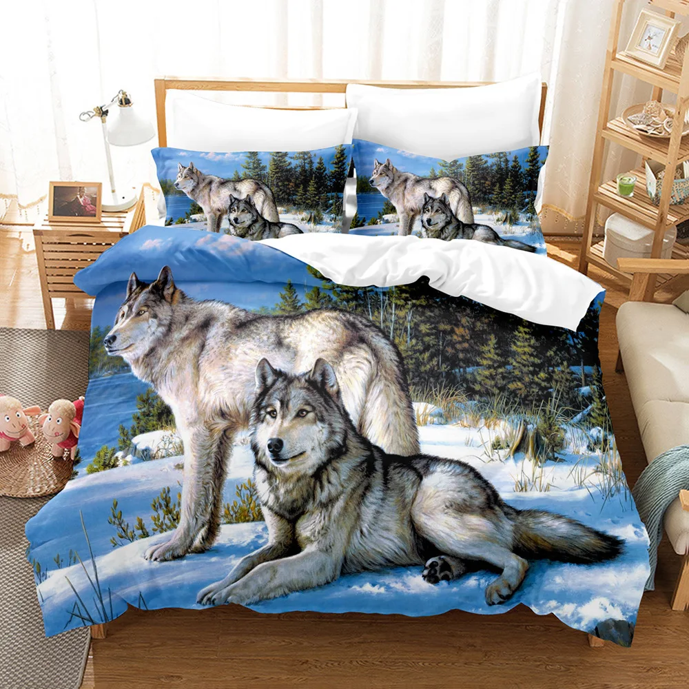 

Boys Wolf Duvet Cover Set Queen Size, Boho Wolf Wildlife Animal Bedding Set Men Galaxy Dream Catcher Moon Polyester Quilt