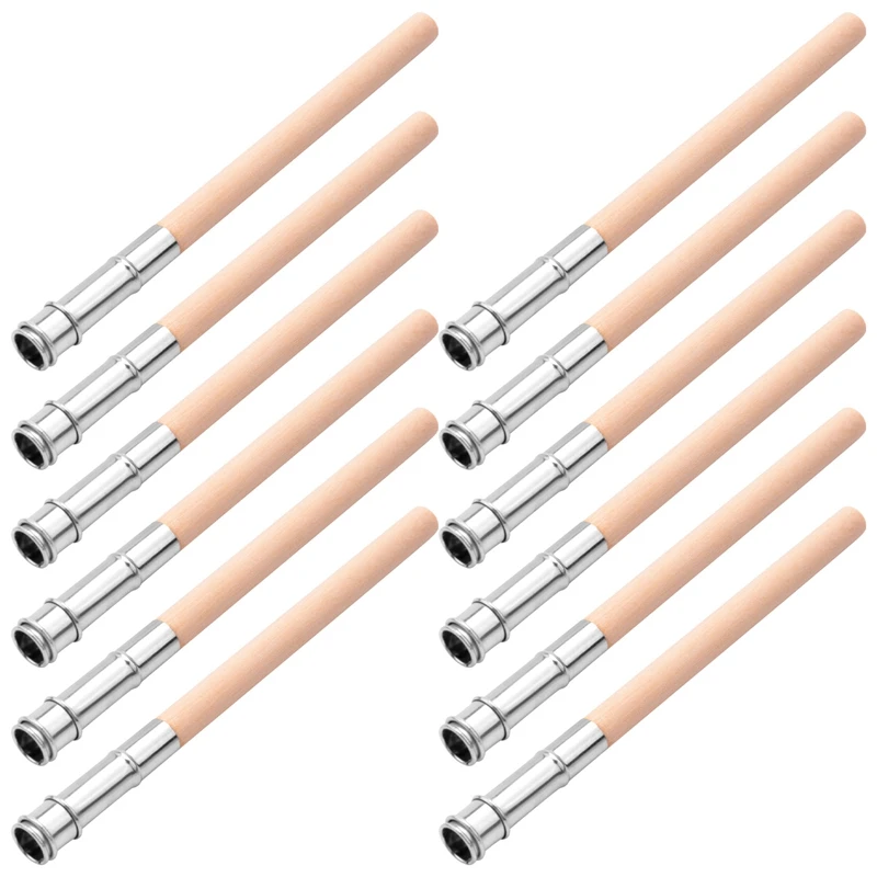 

12 Pieces Wooden Pencil Extenders Art Pencil Lengthener Crayon Extension With Aluminum Handle For School Office Supplies