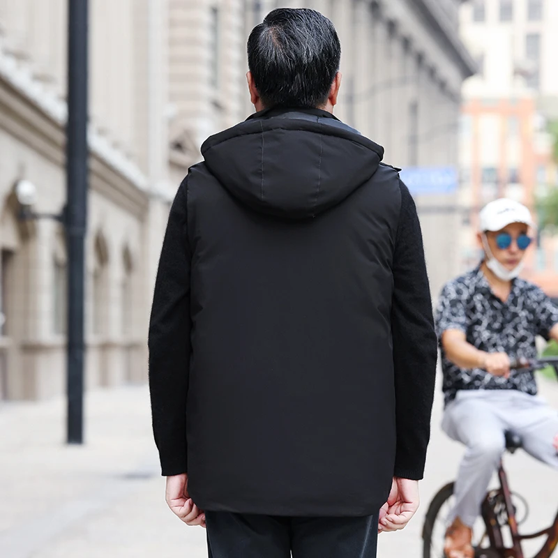 Fashion Men Down Vest Sleeveless Jacket Men Down Thick Hooded Vests Male Waistcoat Warm Mens Winter Vests Plus Size 5XL