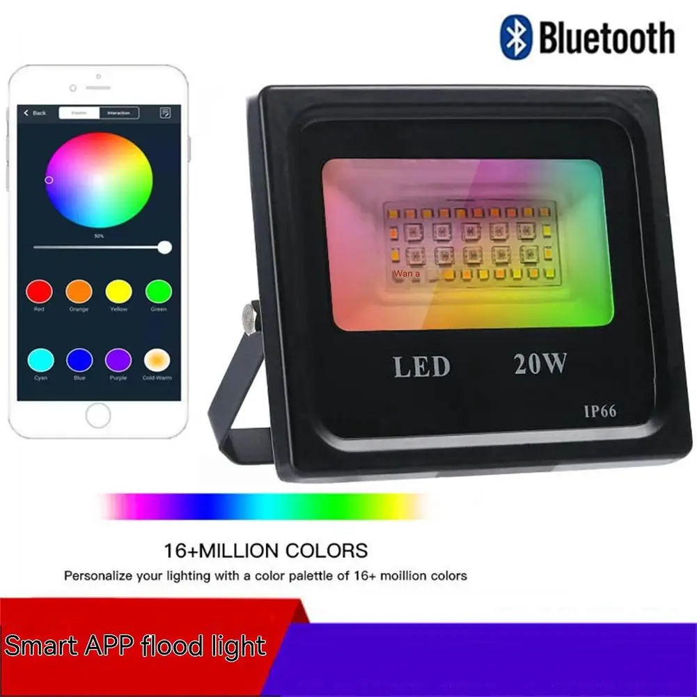 

Colorful Led Flood Lights 20w/30w/50w 1.6 Million Colors Adjustable Smart Bluetooth-compatible Floodlight