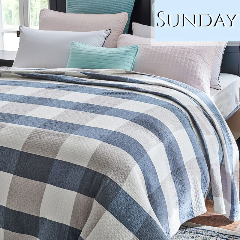 

Checkered Bedsheets 100% Cotton Yarn Bedsheet Three Gauze Large Bed Sheet Simple Versatile Flat Sheets Soft Spring Towel Blanket