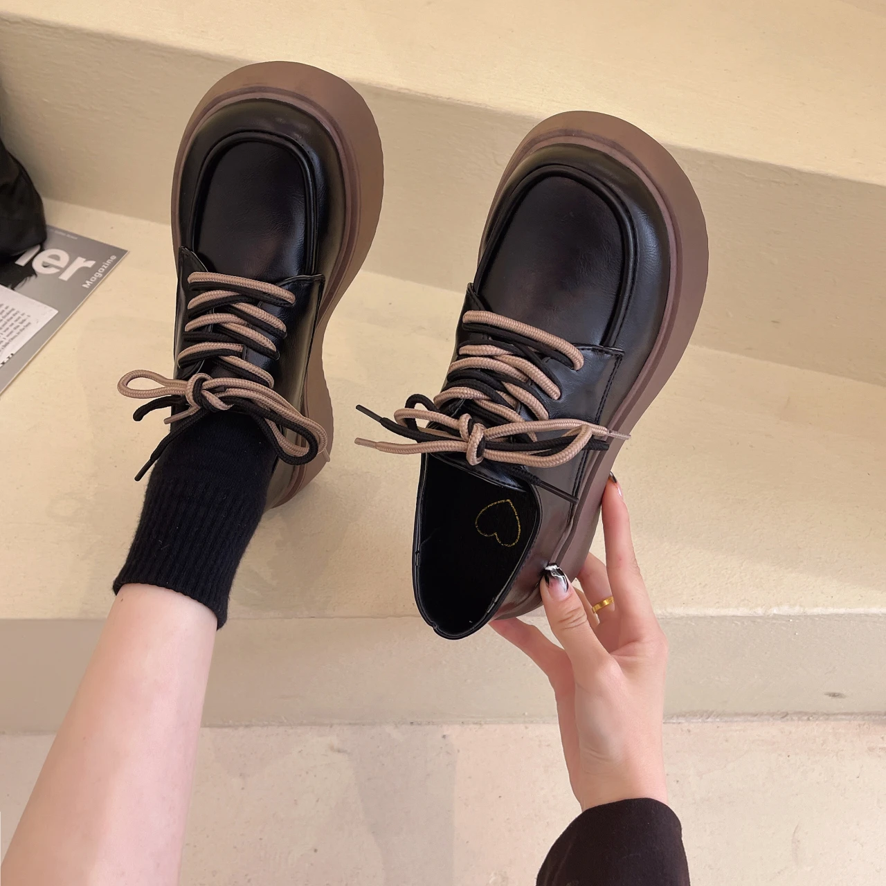 

2022 Flat Platform Shoes Women Genuine Leather Shoes Lace Up Spring Summer Fashion Single Shoes Casual White Shoe Lady