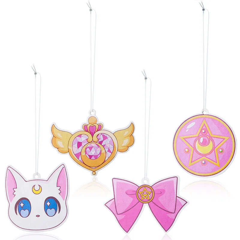 

4Pcs/set Car Air Freshener Anime Moon Cat Artemis Incense Chips Classic Manga Pink Theme Fashionable Trendy Charm for Rearview
