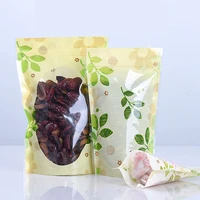 100pcs printed stand up zip lock bag with clear window resealable storage packaging pouches dried fruit food tea sealed