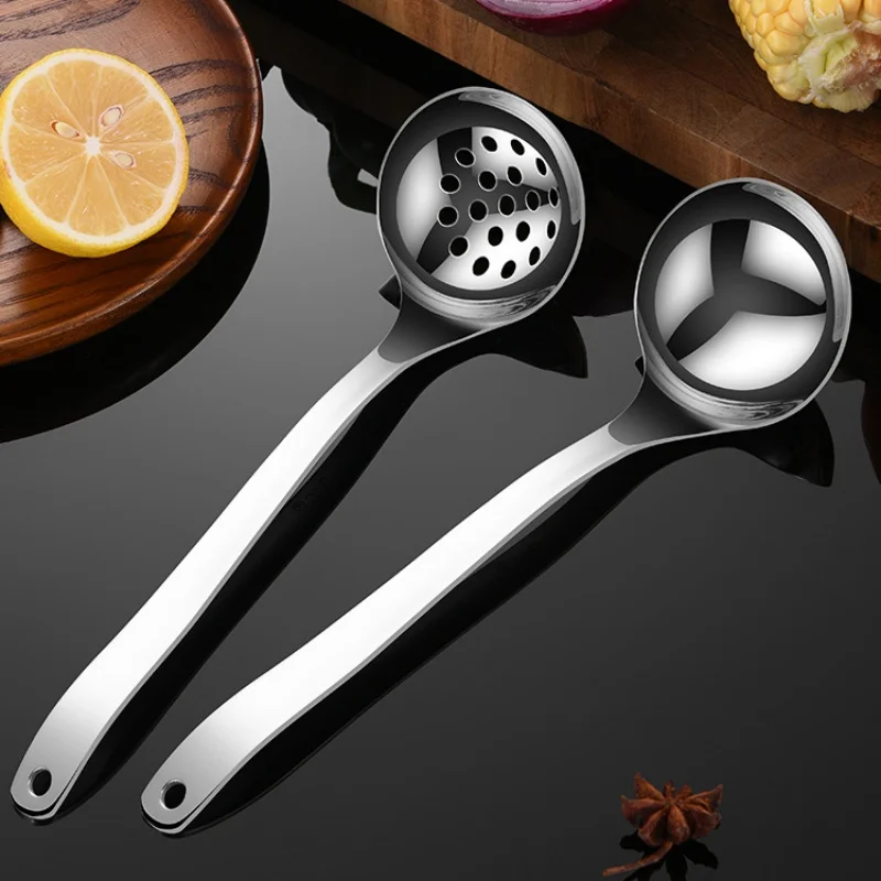 316 Stainless Steel Long Handle Spoon Colander Hot Pot Ramen Soup Ladle Korean Noodles Scoop Kitchen Cooking Utensils Tableware