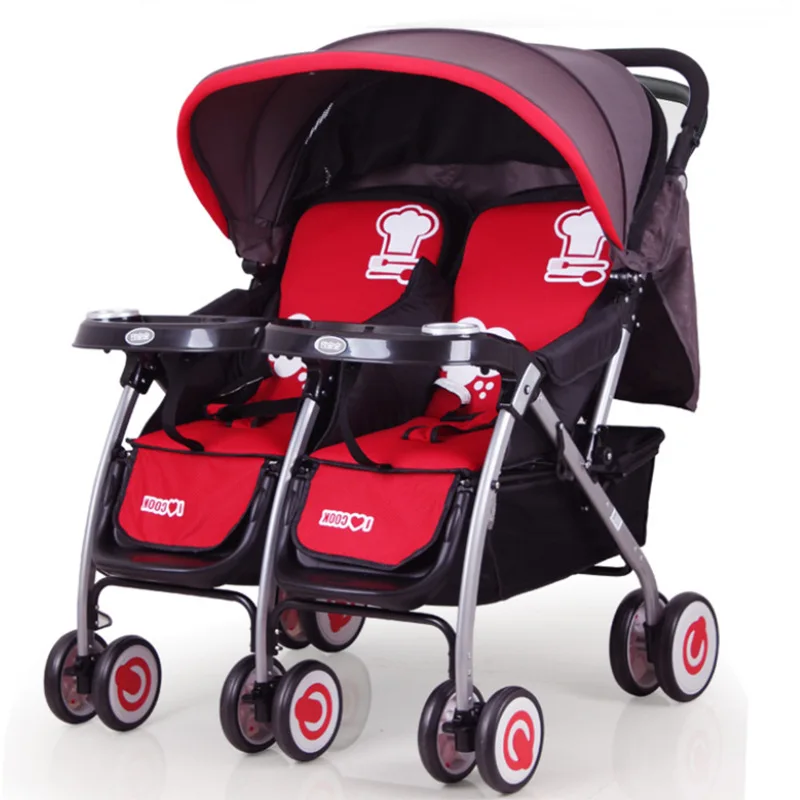 Enlarge Twin Baby Stroller Foldable Portable Double Car Can Sit and Lie 2 People Trolley Dragon Can Not Be Split Stroller