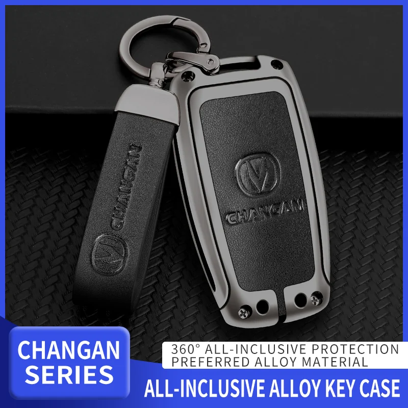 

Car Key Case Key Case Leather Key Case Aluminum Alloy Keychain Key Holder For Changan Eado CS75 CS35Plus CS15 Auto Accessories