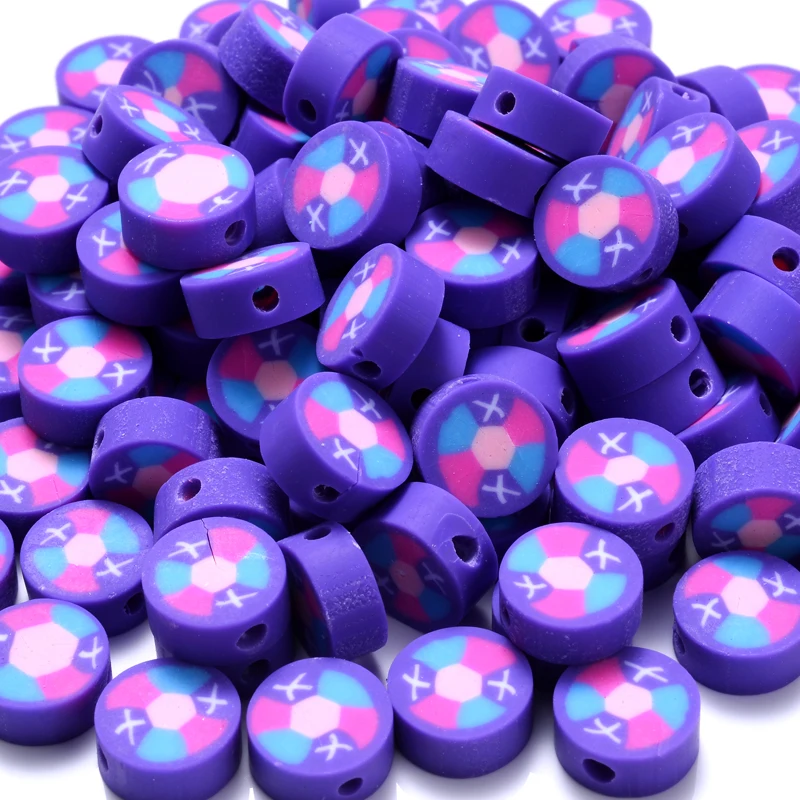 

50/100/150Pcs/Lot Charm 10mm Flat Round Polymer Clay Beads Loose Spacer Beads for Jewelry Making Bracelet Necklace Phone Chain