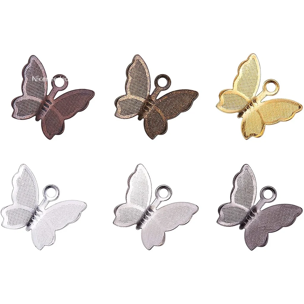 

120 Pcs Butterfly Charms Brass Butterfly Insect Charm Metal Pendant Supplies Craft Findings for Jewelry Making 6 colors