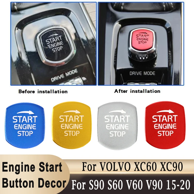 For VOLVO XC60 S90 S60 XC90 V60 V90 2015 -2020 Engine Start Button Replace Cover Stop Swtich Key Decor Sticker Car Styling