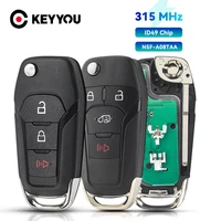 keyyou 314 buttons flip remote key keyless entry fob 315mhz id49 chip for ford fusion 2013 2015 fcc id n5f a08taa hu101