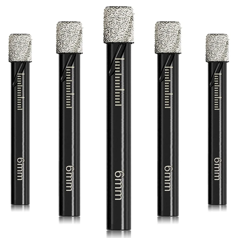 

5 Pcs Dry Diamond Drill Bits Set 6Mm Round Shank Brazed Holes Saw Bit For Granite Ceramic Marble Tile Hard Materials