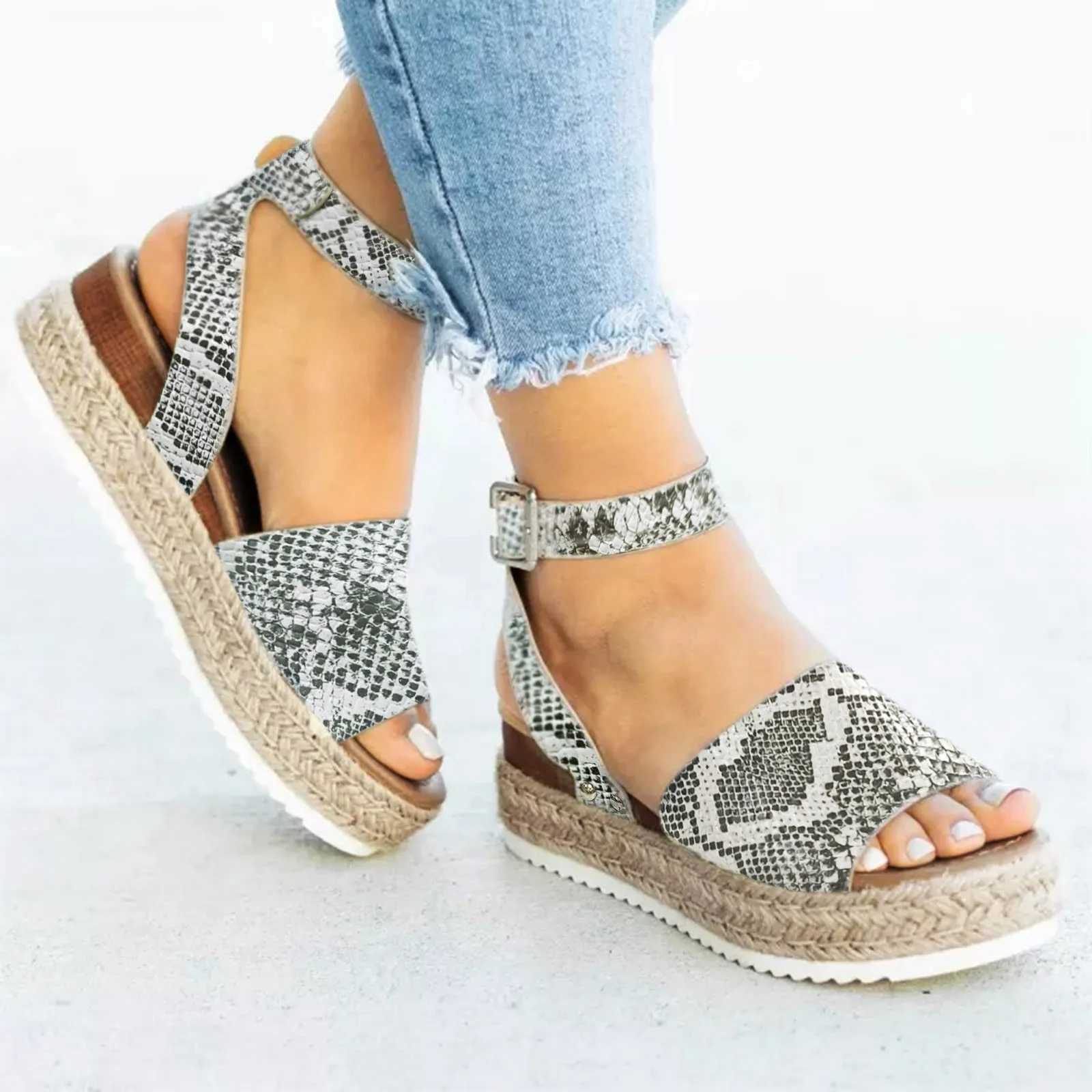 

Wedges Shoes For Women Fashion Summer Sandals Buckle Strap Platform Wedges Retro Peep Toe Sandals Flip Flop Chaussures Femme #