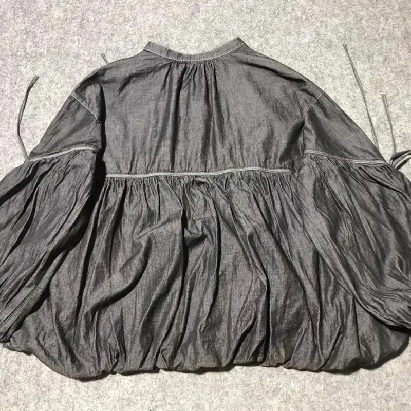 Заказы экспортируемые в Японию джинсовая рубашка на шнуровке до локтя с длинными