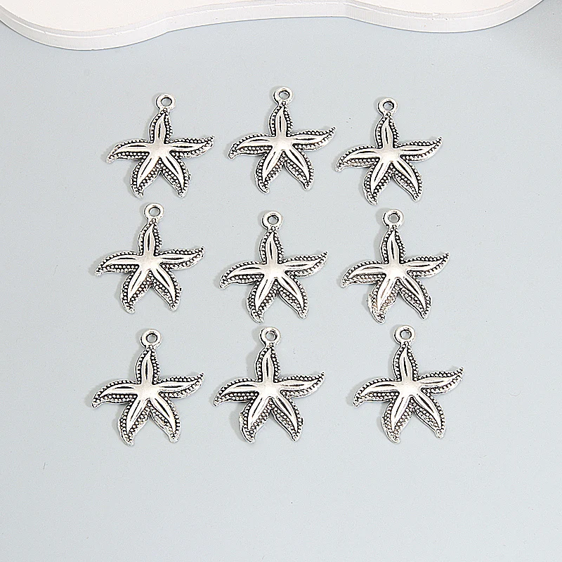 Подвески серебряного цвета в виде морской звезды 30 шт.