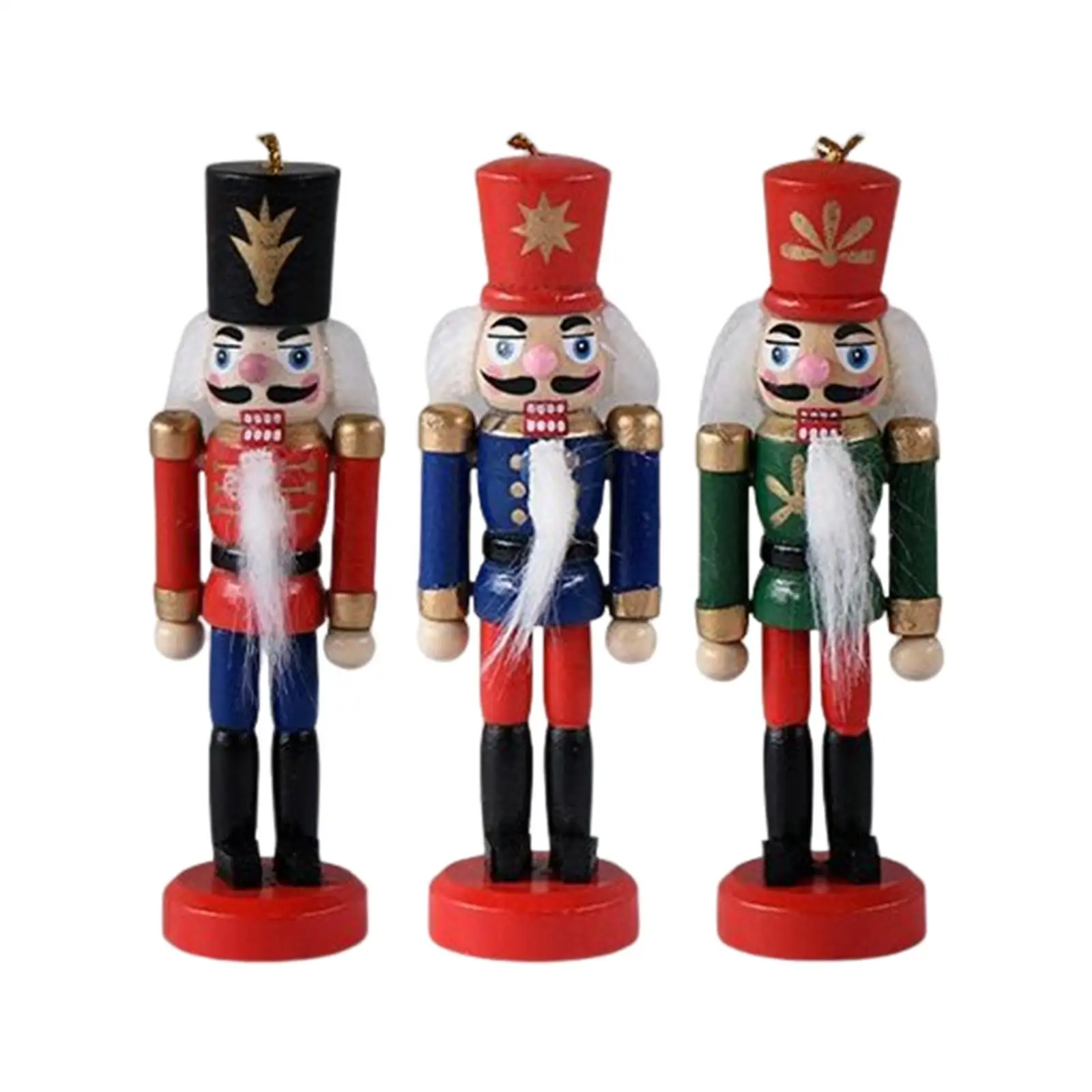 

6 Pieces 5inch Wood Christmas Nutcracker Hanging Ornaments Set Durable Handmade Birthday Gift