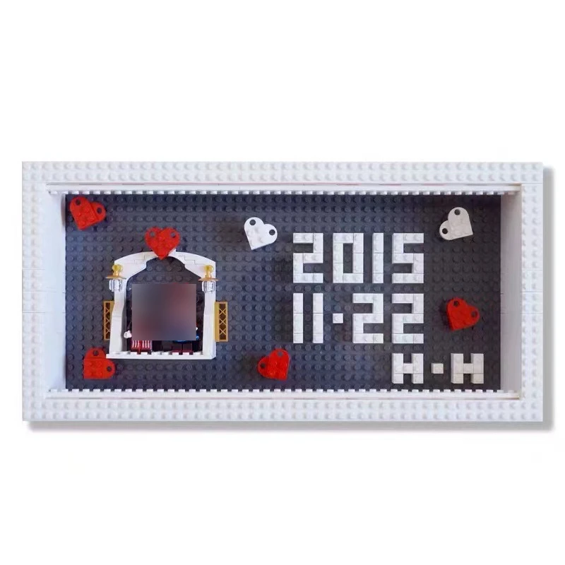 60 шт/комплект маленьких частиц для строительных блоков 3176 2x2 с отверстием красные сердца рамка для фотографии декор совместима с Lego кирпичами