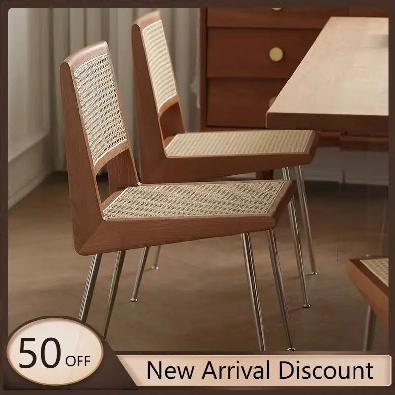 

Mobile Nordic Dining Chairs Wood Designer Garden Rattan Patio Dining Chairs Cafe Minimalist Silla Comedor Home Furniture