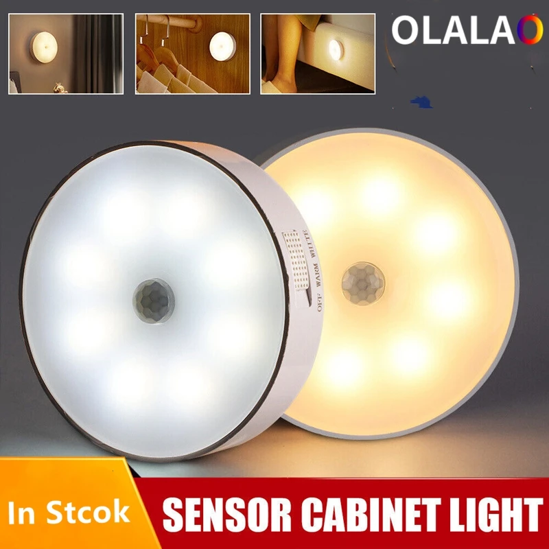 

Новый мини USB Перезаряжаемый 8 светодиодный ночник с датчиком движения, светильник ильник для шкафа, лампа для чулана, кухни, спальни, лестни...