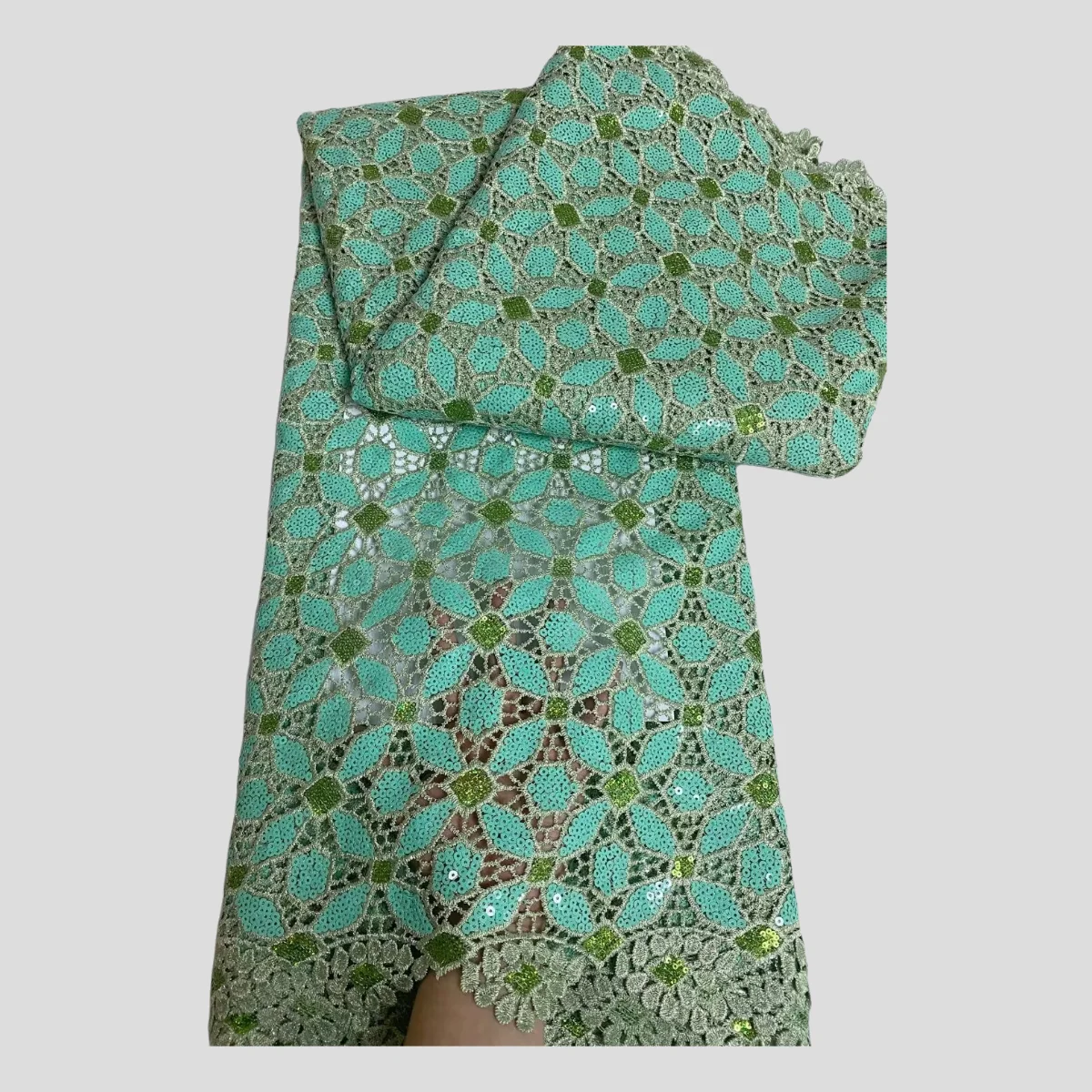 Сверкающая нигерийская гипюровая ткань свадебное длинное платье поделки