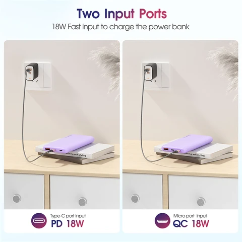 Power Bank 10000 мАч PD20W Быстрая зарядка Зарядное устройство для мобильного телефона iPhone 16 15 Samsung Huawei Xiaomi Powerbank Внешняя батарея