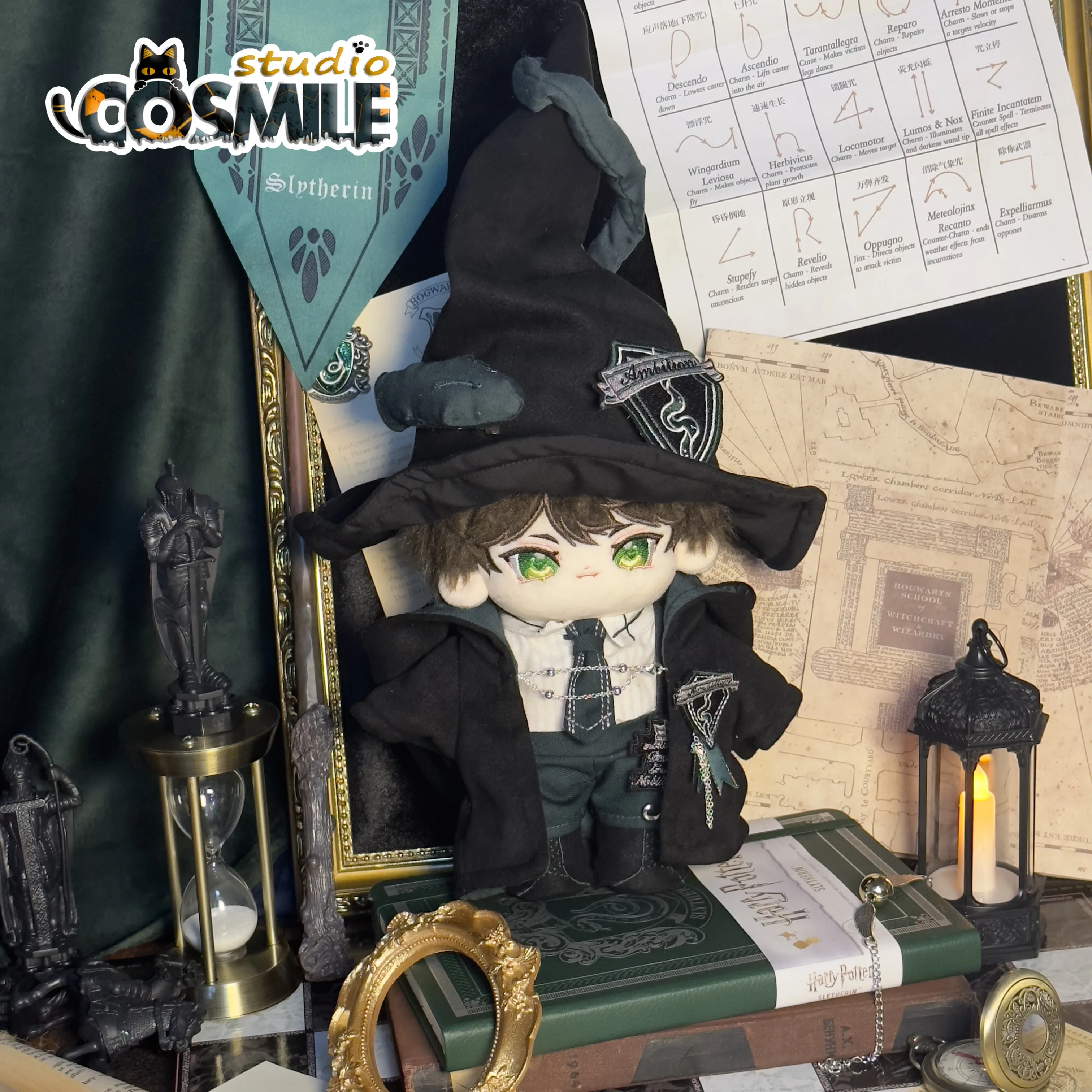 

Doll Use Magic Academy Wizard Magician Snake Slytherin Robe Halloween Hat Costume Stuffed Plushie 20cm Plush Doll Clothes ZN
