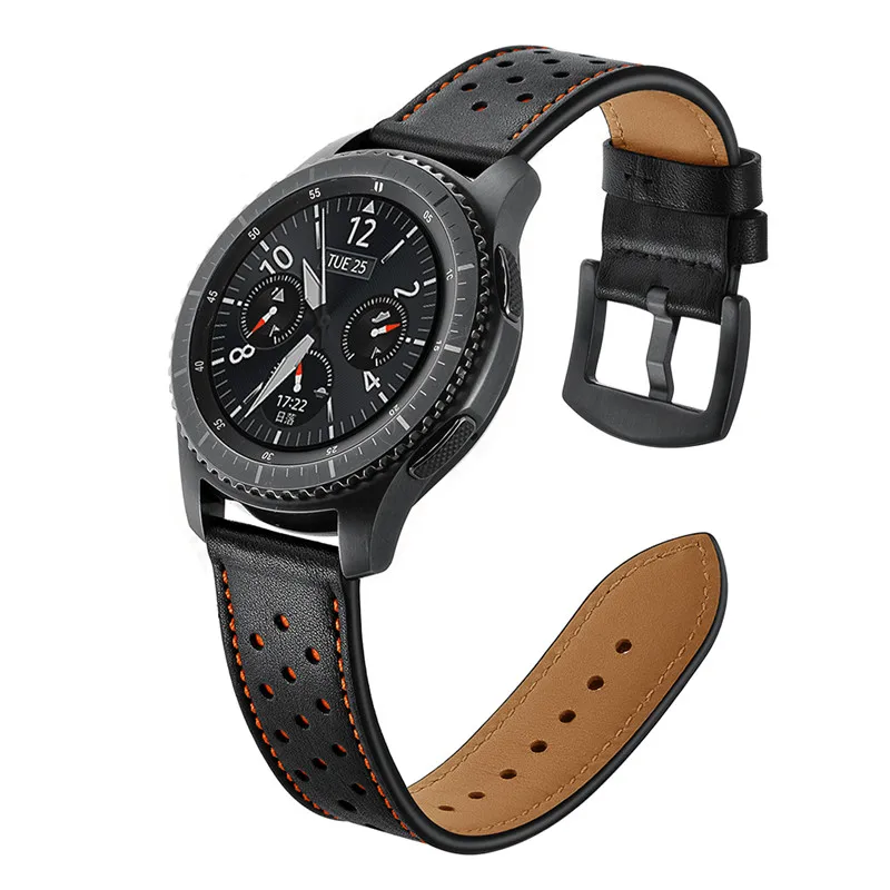 Leather Band for Samsung galaxy watch 5/pro/4/Classic/Active 20/22mm Genuine Hole bracelet Huawei gt/Amazfit gts-gtr-3-2e strap