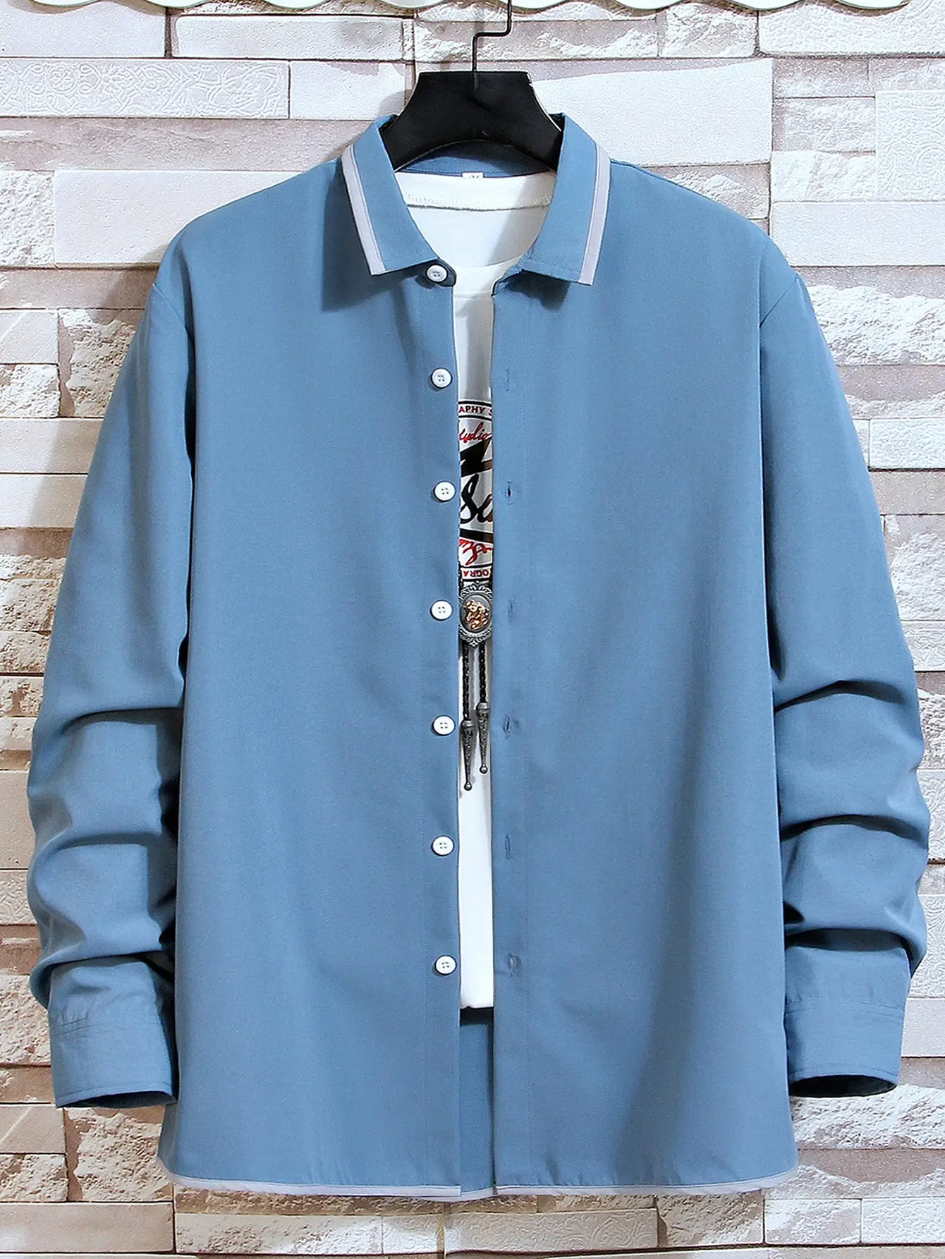

Long Sleeve Lapel Solid Color Long Sleeve Single Breasted Casual Men's Shirts 2022 New Spring and Autumn Street Tops