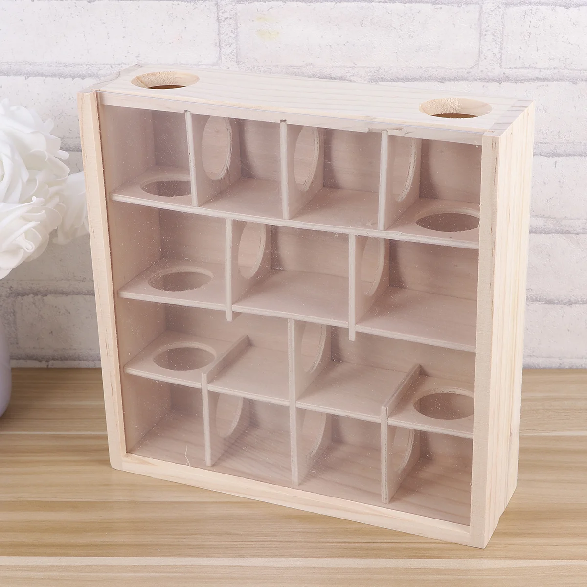 Деревянный лабиринт-туннель со стеклянной крышкой маленькие домашние животные