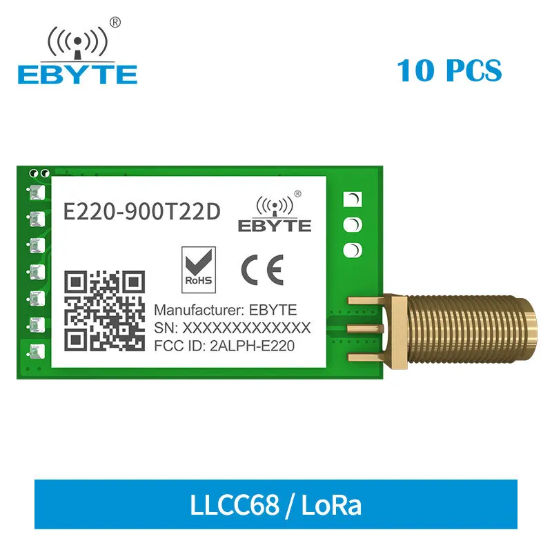 10 шт., беспроводной модуль LoRa LLCC68 868 МГц 915 МГц, 22 дБм, большой диапазон 5 км