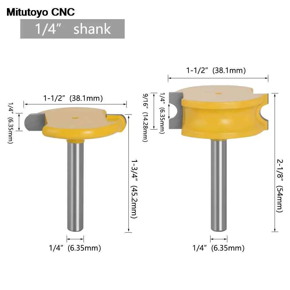 

2Pcs/Lot 6mm 1/4" Shank Milling Cutter For Wood Flute And Bead Router Bit Arc Woodwork T-Shaped Tenon Slotting Router Bit Set