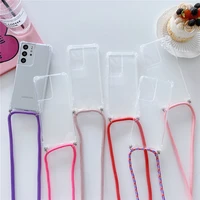 crossbody necklace cord lanyard transparent case for samsung galaxy s22 ultra s22 plus 5g strap hang rope cover s22ultra