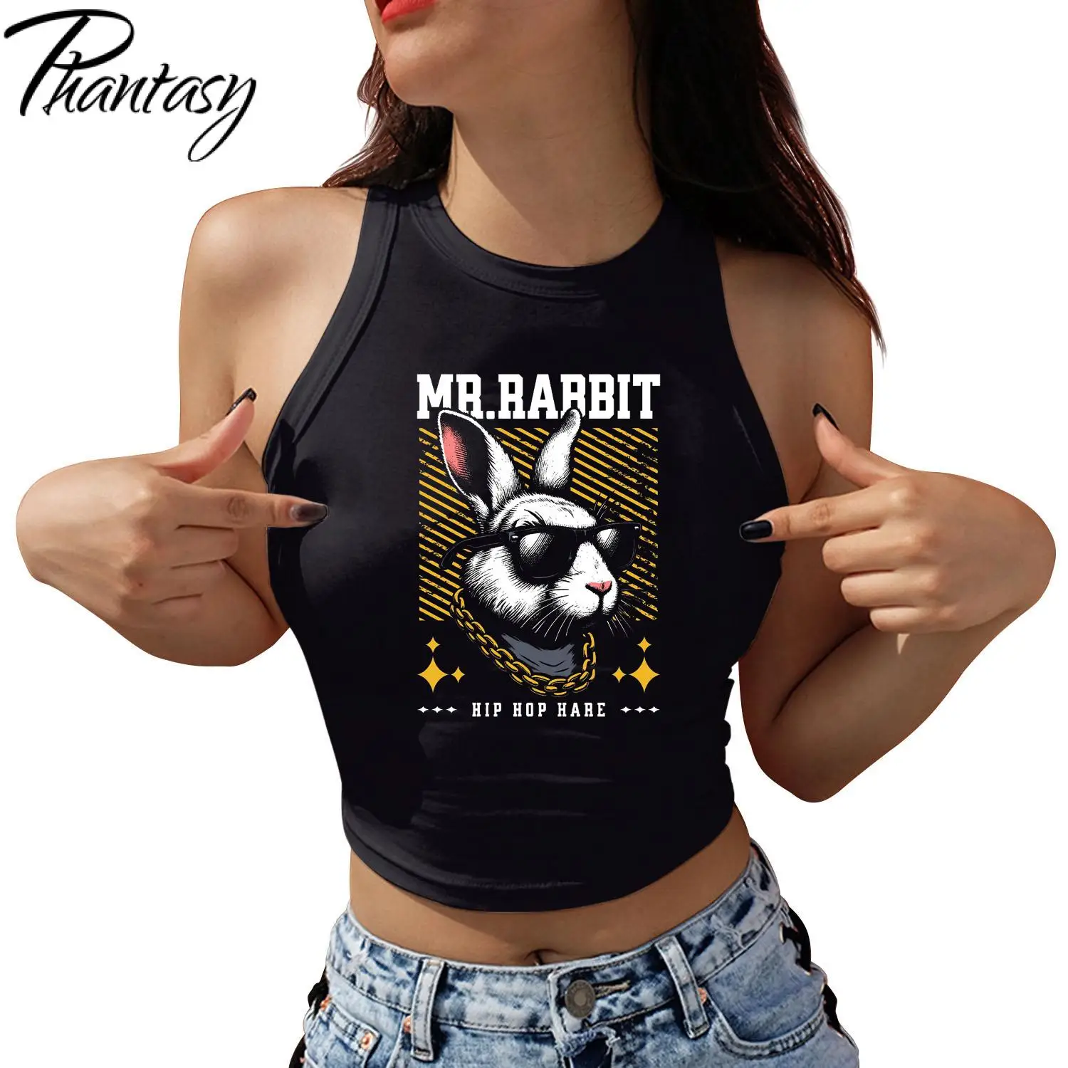 Жилет с графическим принтом Phantasy Donkey женские сексуальные укороченные топы