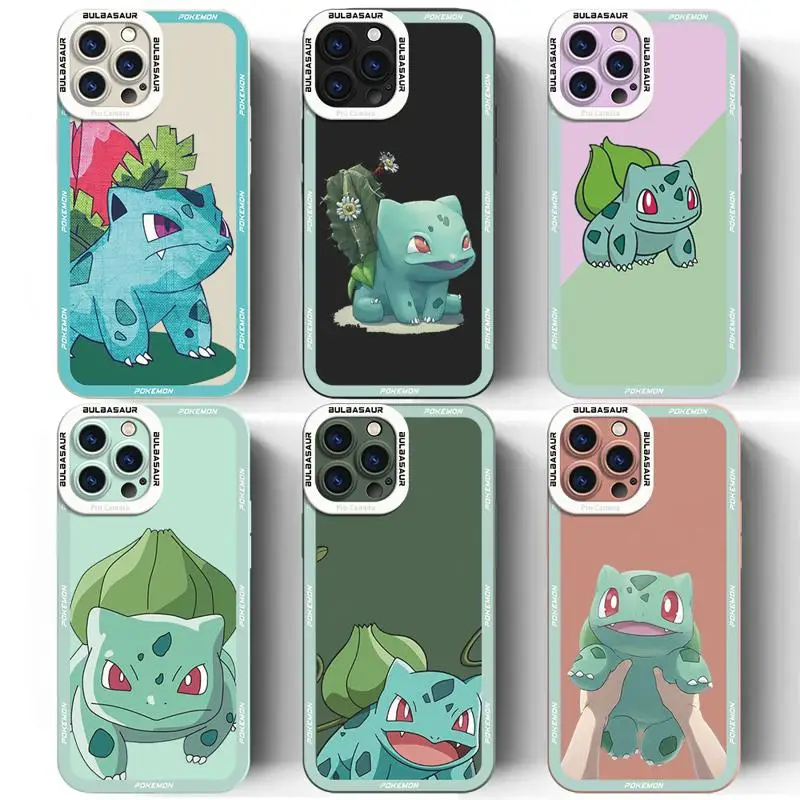 Чехол для телефона Pokemon Bulbasaur iPhone 15 14 11 Pro Max 13 12 Mini XR X SE 7 8 6 6S Plus