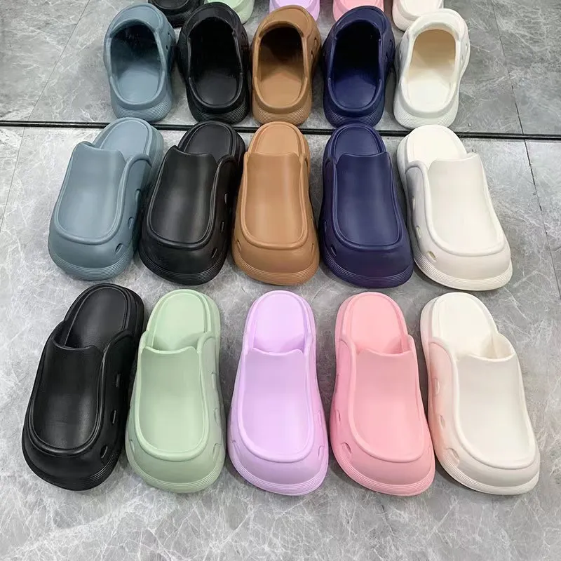 

EVA Slippers Couples Thick-soled Non-slip Slipper 2023 Summer Men Women Soild Color Beach Shoes Waterproof Home Shoes 36-45