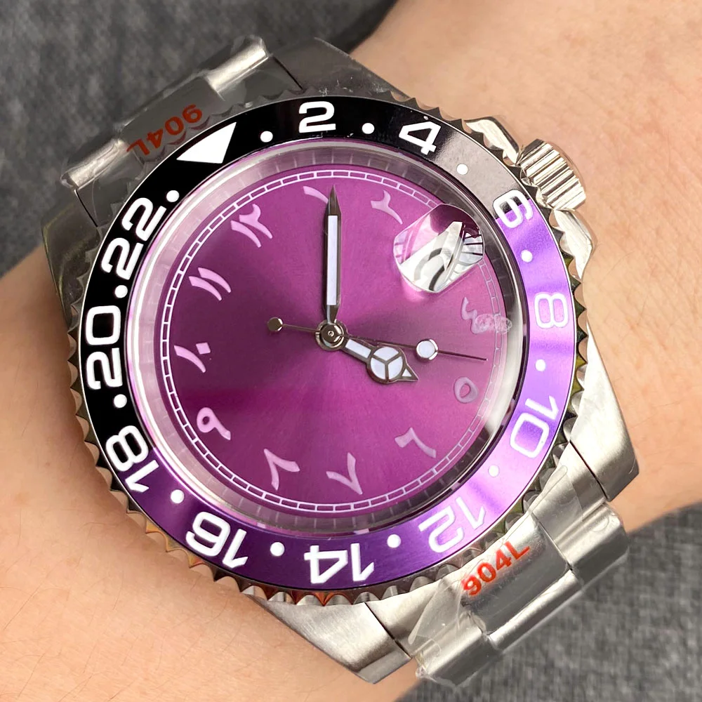 

Purple 200m Waterproof Dive Mechanical Watch for Men NH35A Movement Business Steel Clock Customize logo Sapphire Crystal Reloj