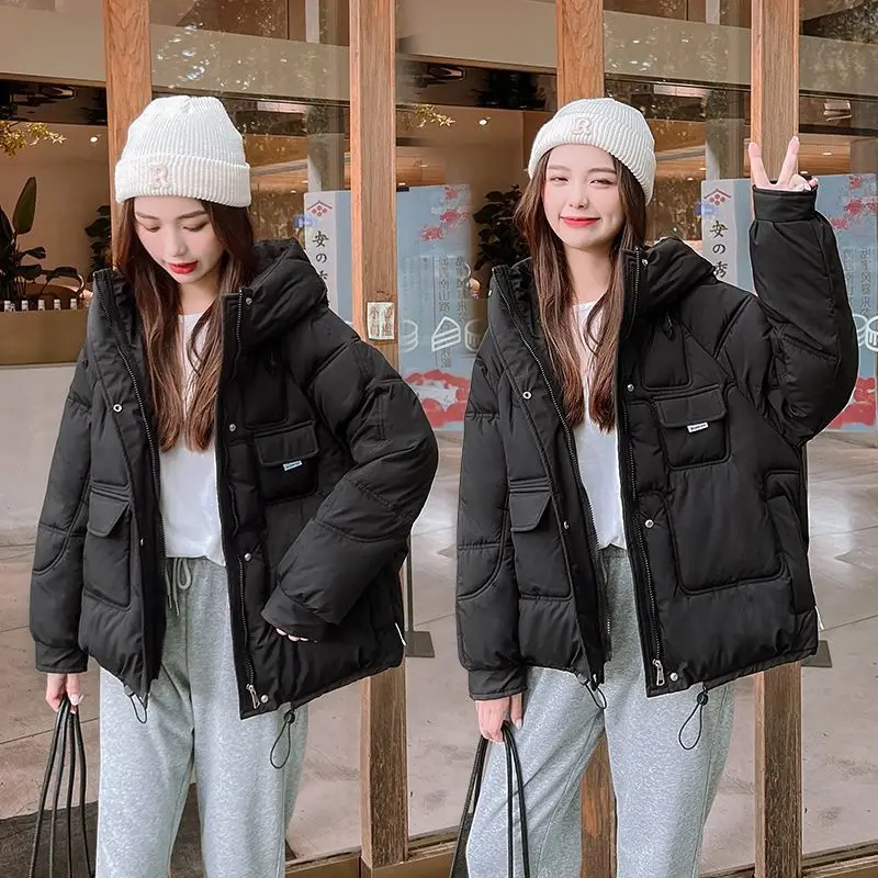 2023 New Winter Jacket Women Down Cotton Jacket Parkas Female Korean Loose Hooded Warm Hooded Coat Outwear Overcoat  A13